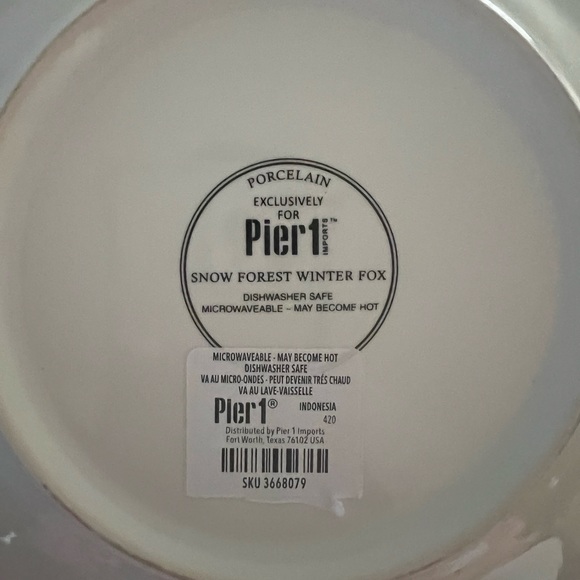 PIER 1 Snow Forest Winter Fox Porcelain Salad/Accent Plate 8.75” - Picture 2 of 3